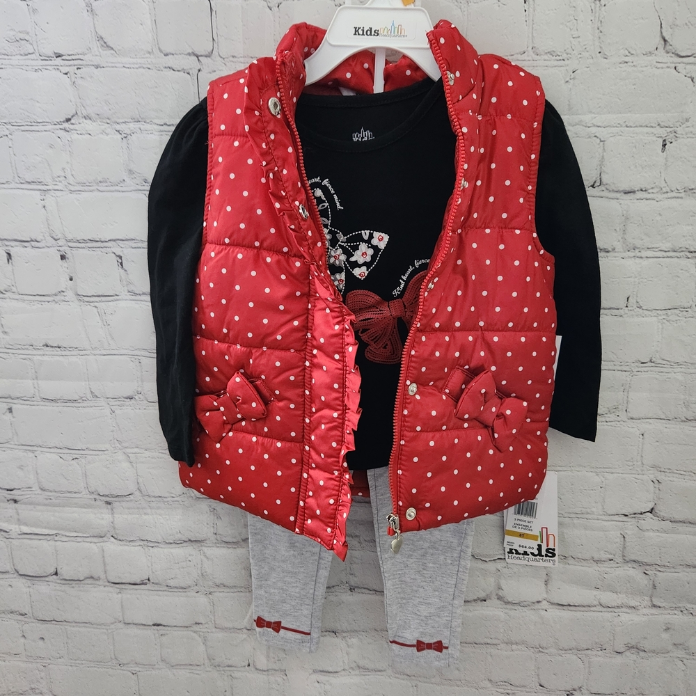 Kids Headquarters Red Polka Dot Vest Set